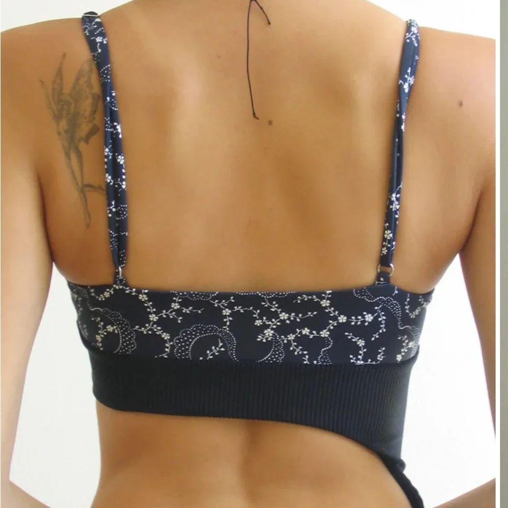 New!Frankie's Bikinis Blue Thea Ribbed One-Piece‎ Swimsuit